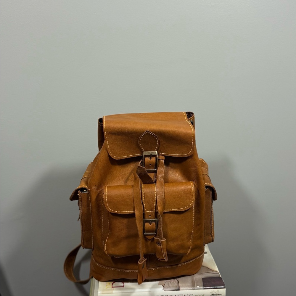 Handmade Brown Leather Backpack